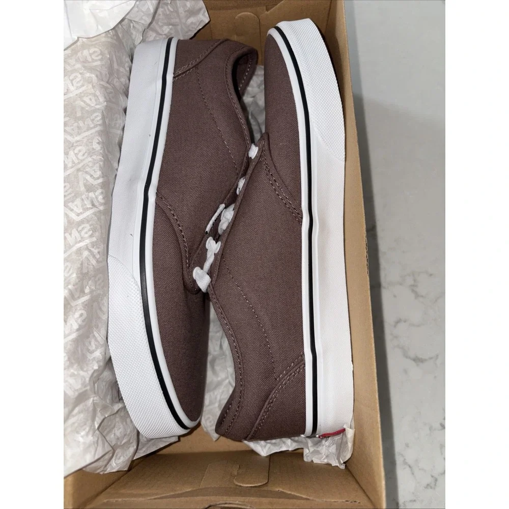 Vans Atwood Deep Taupe Brown Canvas Low Top‎ Boy's 7 Skate Shoes 7Y / 8.5 Womens